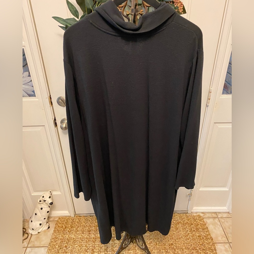 J. Jill Weaver Collection Black Ribbed Cowl Neck Midi Dress LS 4X